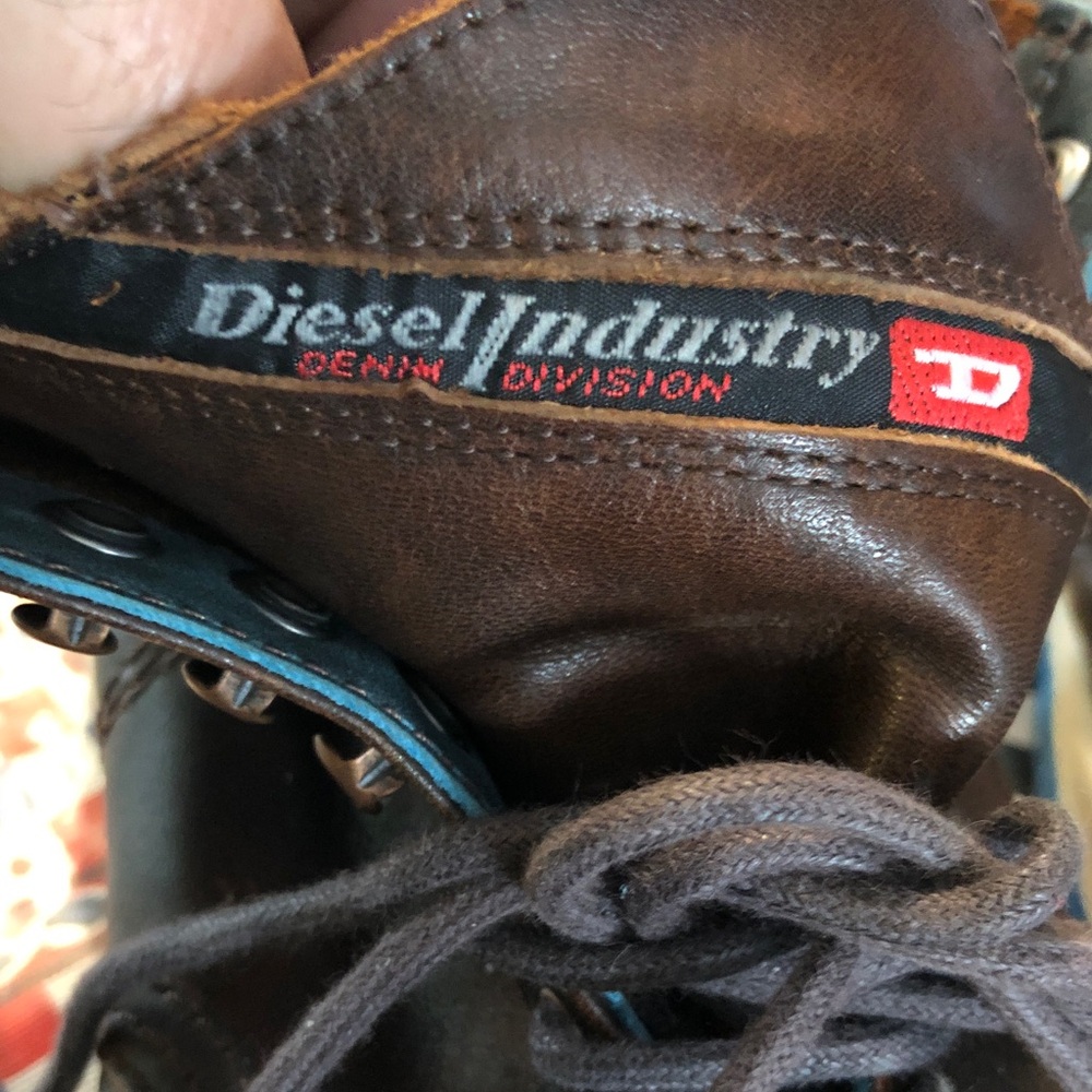 Diesel Men's Brown Leather High-Top Casual Sneakers